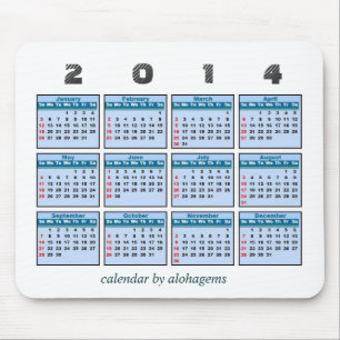 Tapis De Souris 2014 calendrier Mousepad