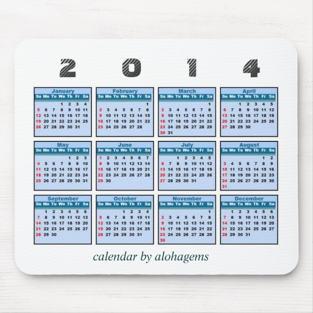 Tapis De Souris 2014 calendrier Mousepad (Devant)