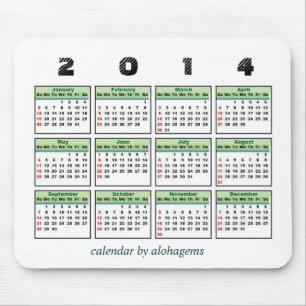 Tapis De Souris 2014 calendrier Mousepad
