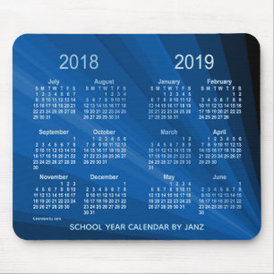 Tapis De Souris 2018-2019 calendrier bleu d'année scolaire de fan