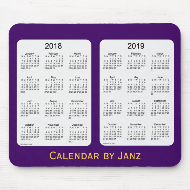 Tapis De Souris 2018-2019 calendrier pourpre par Janz Mousepad (Devant)