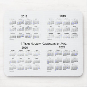 Tapis De Souris 2018-2021 calendrier blanc de vacances de fumée