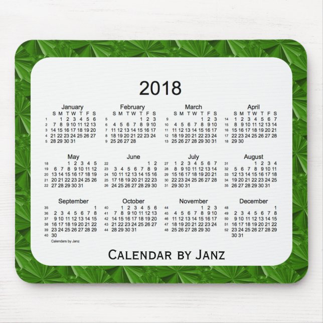 Tapis De Souris 2018 diamants vert-foncé calendrier de 52 semaines (Devant)