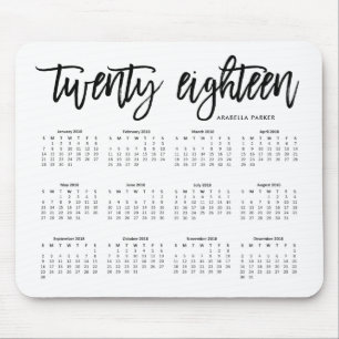 Tapis De Souris 2018 typographie moderne du calendrier
