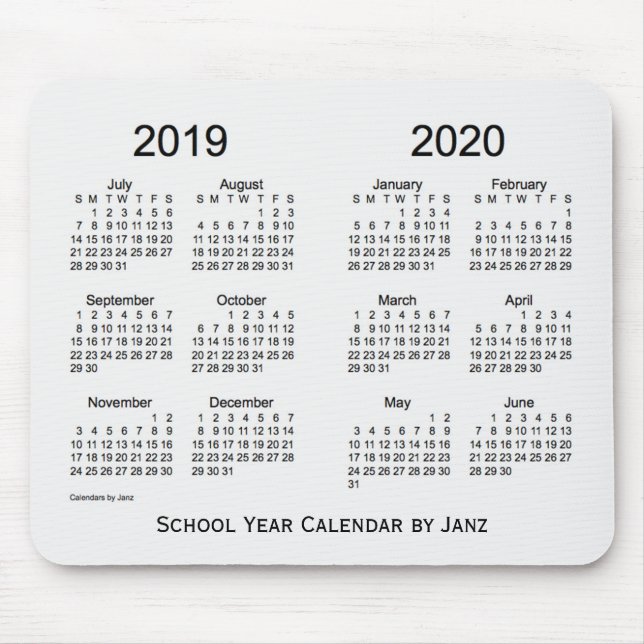 Tapis De Souris 2019-2020 calendrier blanc de fumée d'année (Devant)