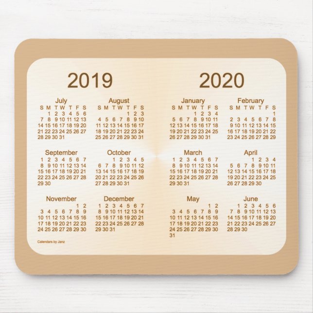 Tapis De Souris 2019-2020 calendrier de Sun Tan d'année scolaire (Devant)