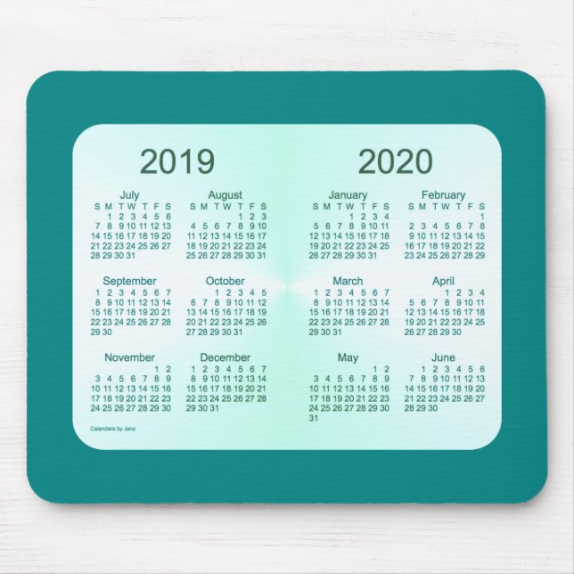 Tapis De Souris 2019-2020 calendrier turquoise d'année scolaire (Devant)