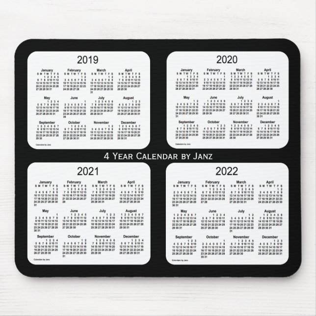 Tapis De Souris 2019-2022 noir calendrier de 4 ans par Janz (Devant)