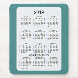 Tapis De Souris 2019 fumées turquoises calendrier de 52 semaines