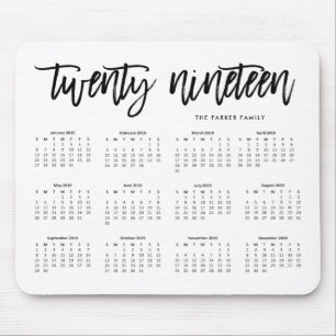 Tapis De Souris 2019 typographie moderne du calendrier