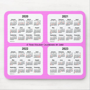 Tapis De Souris 2020-2023 Violet calendrier des 4 ans de vacances 