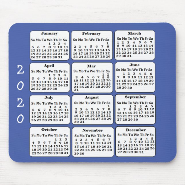 Tapis De Souris 2020 Calendrier Couleur personnalisée Bureau de la (Devant)