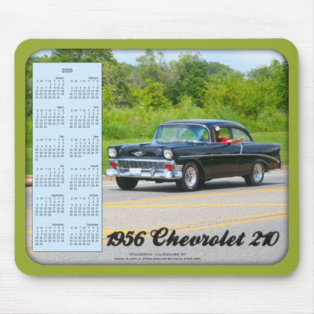 Tapis De Souris 2020 Calendrier Mousepad, 1956 Chevrolet 210 Car (Devant)