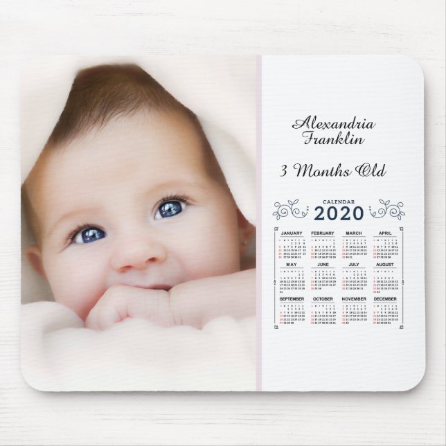 Tapis De Souris 2020 Calendrier Photo personnelle personnalisée (Devant)