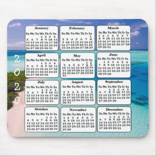 Tapis De Souris 2020 Calendrier Plage Arrière - plan Bureau Souris