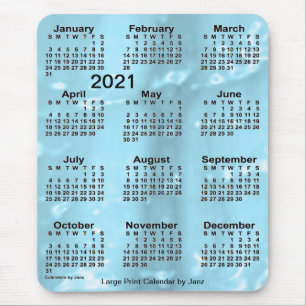 Tapis De Souris 2021 Blue Water Large Print Calendar par Janz