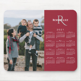 Tapis De Souris 2021 Calendrier Personnalisé Photo Monogramme Nom
