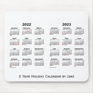 Tapis De Souris 2022-2023 blanc calendrier de vacances de 2 ans