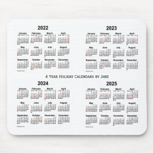Tapis De Souris 2022-2025 calendrier blanc de vacances par Janz
