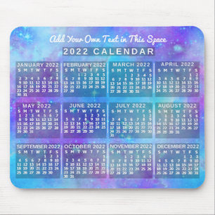 Tapis De Souris 2022 Année Calendrier mensuel Etoiles d'aquarelle 