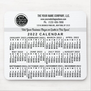 Tapis De Souris 2022 Calendar Custom Business Logo Name Easy White