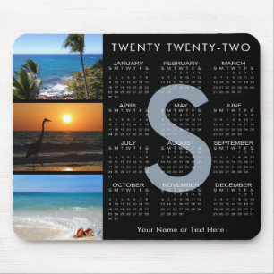 Tapis De Souris 2022 Calendrier 3 Photo Collage Monogramme Noir