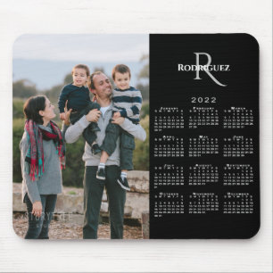 Tapis De Souris 2022 Calendrier personnalisé Nom du monogramme ph