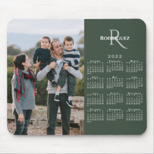 Tapis De Souris 2022 Calendrier personnalisé Nom du monogramme ph