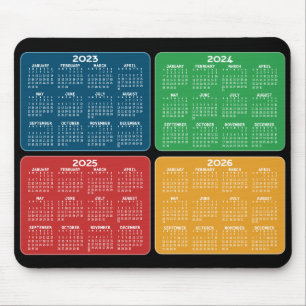 Tapis De Souris 2023 2024 2025 2026 Calendrier 4 ans couleurs prim