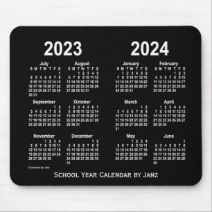 Tapis De Souris 2023-2024 calendrier blanc au néon d'école par