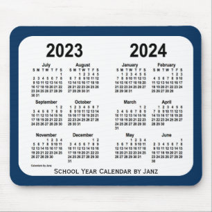 Tapis De Souris 2023-2024 calendrier bleu d'école de boîte de