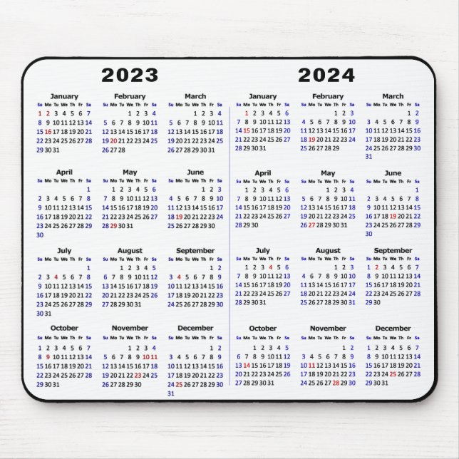 Tapis De Souris 2023 - 2024 Calendrier Minimaliste 2 ans Calendrie (Devant)