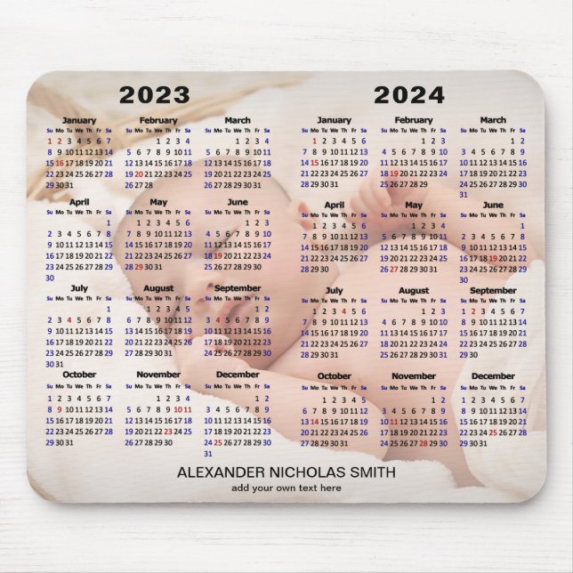 Tapis De Souris 2023 - 2024 Calendrier personnalisé photo complète (Devant)
