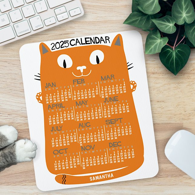 Tapis De Souris 2023 Année Calendrier mensuel Mi-Siècle Orange Cha (Créateur téléchargé)
