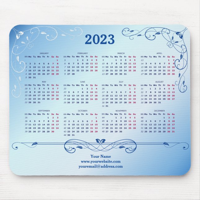 Tapis De Souris 2023 Blue Elegant Mouse Pad (Devant)
