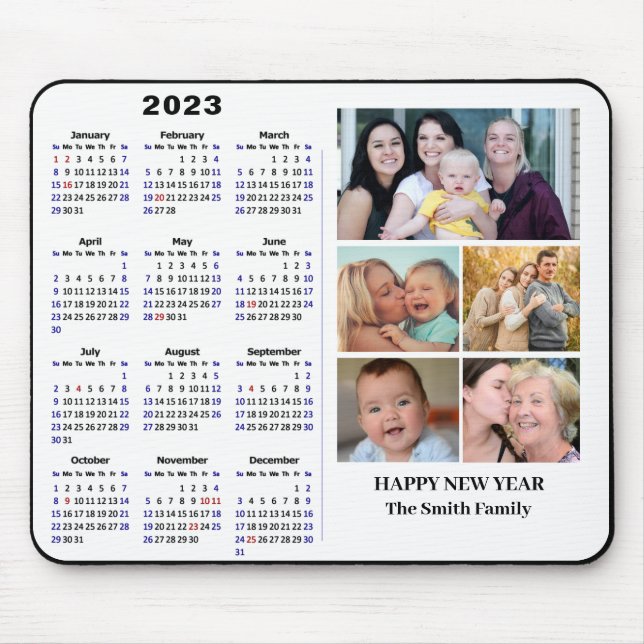 Tapis De Souris 2023 Calendar Minimalist 5 Family Photo Modern (Devant)