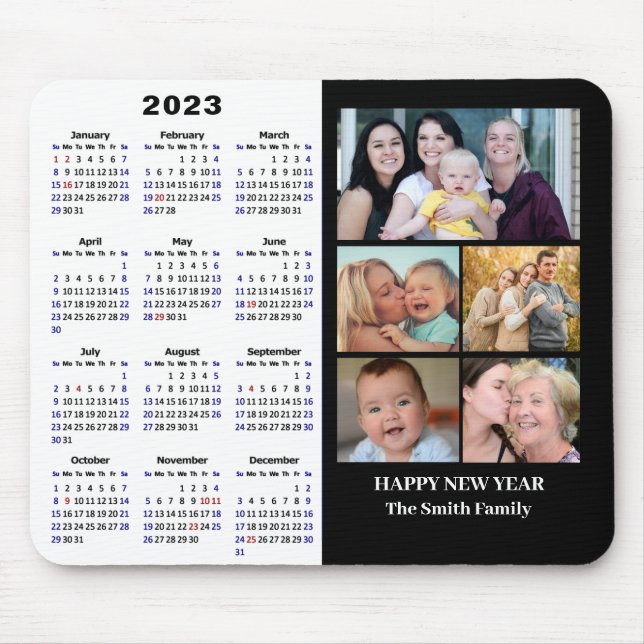 Tapis De Souris 2023 Calendar Minimalist 5 Family Photo Modern (Devant)