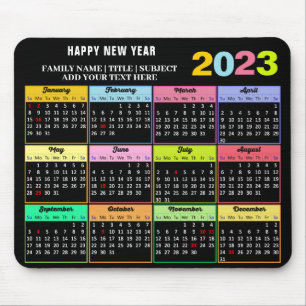 Tapis De Souris 2023 Calendar Modern Custom White on Black
