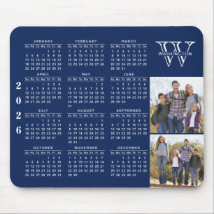 Tapis De Souris 2023 Calendar Photo Navy Blue Monogrammed