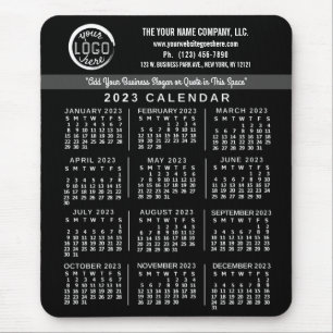 Tapis De Souris 2023 Calendrier Black Custom Business Logo Nom Fac