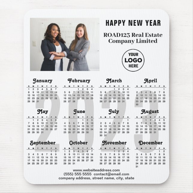 Tapis De Souris 2023 Calendrier Entreprise Photo Logo Entreprise P (Devant)