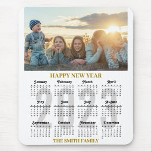 Tapis De Souris 2023 Calendrier moderne Gold Script Family Photo