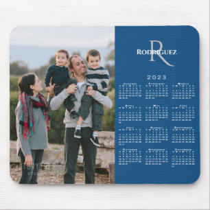 Tapis De Souris 2023 Calendrier Personnalisé Nom du monogramme pho