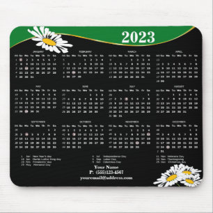 Tapis De Souris 2023 Daisy sur fond noir et blanc