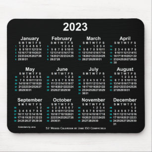 Tapis De Souris 2023 Neon White 52 Weeks ISO Calendar by Janz