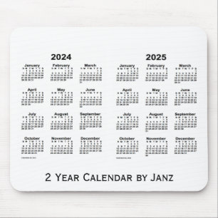 Tapis De Souris 2024-2025 blanc calendrier de 2 ans par Janz