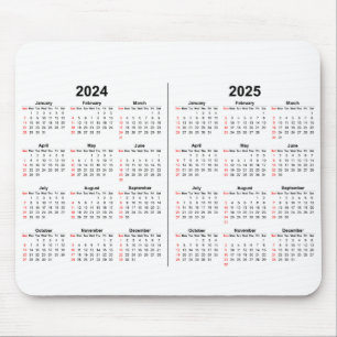 Tapis De Souris 2024 2025 Calendrier 2 an noir blanc