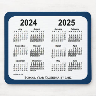 Tapis De Souris 2024-2025 calendrier bleu d'école de boîte de