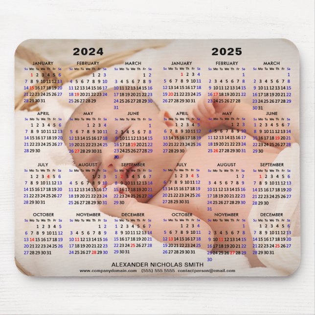 Tapis De Souris 2024 - 2025 Calendrier Personnalisé Photo complète (Devant)