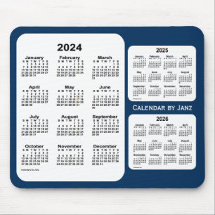 Tapis De Souris 2024-2026 bleu de boîte de police calendrier de 3